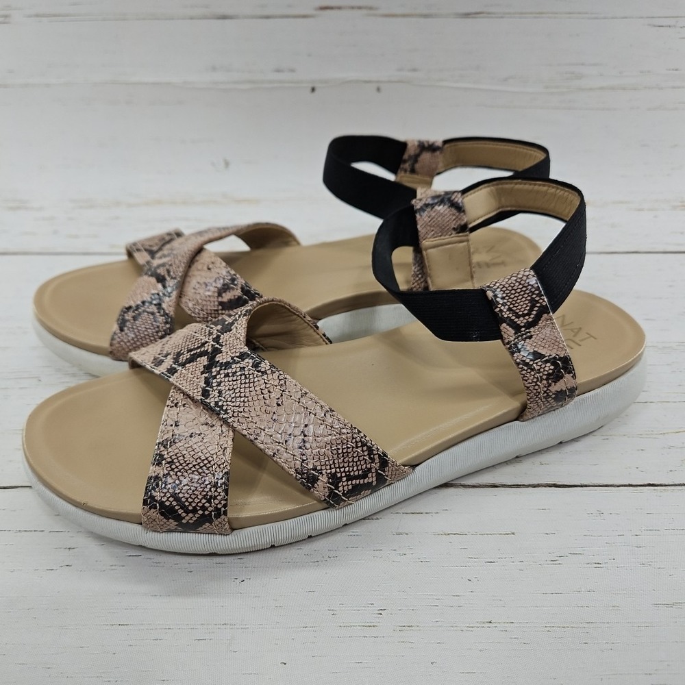 Naturalizer Lily Womens 11 Brown Black Snake Skin Leather Platform‎ Sandal